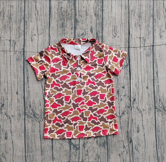 Pre-order Baby Boys Short Sleeve Camo Bulls Team Button Polo Shirts Top