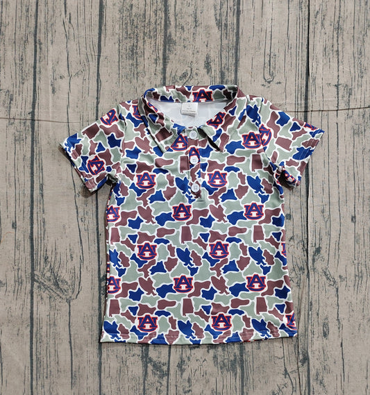 Pre-order Baby Boys Short Sleeve Camo AU Team Button Polo Shirts Top