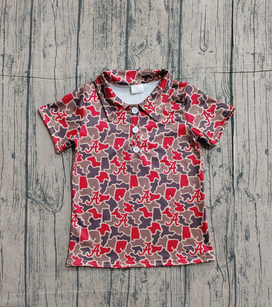Pre-order Baby Boys Short Sleeve Camo A Team Button Polo Shirts Top