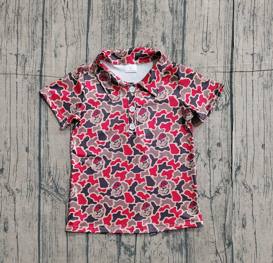 Pre-order Baby Boys Short Sleeve Camo Bulldogs Team Button Polo Shirts Top