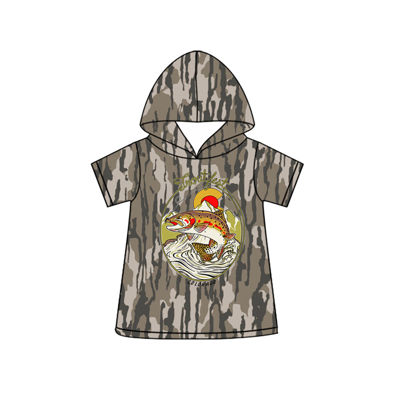 pre order fish print summer girls hoodie top