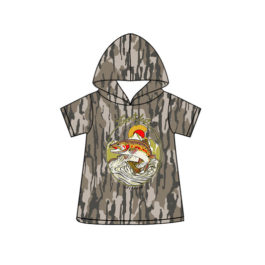 pre order fish print summer girls hoodie top