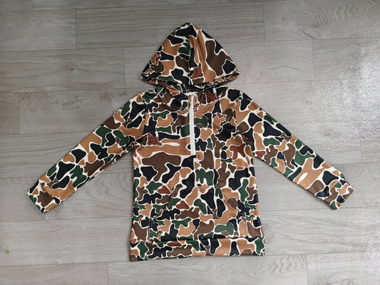 pre order long sleeve zip up camo hoodie with pocket
