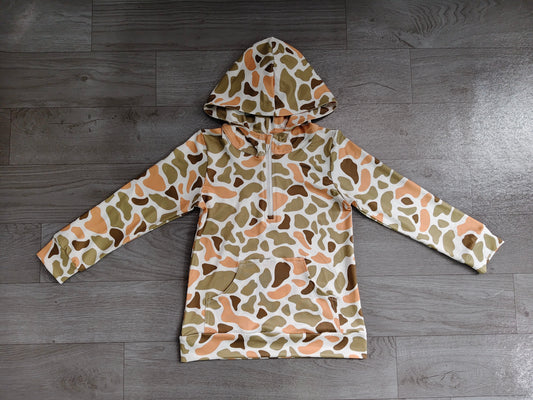 pre order long sleeve zip up camo hoodie with pocket