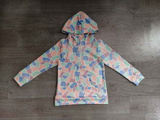 pre order long sleeve zip up camo hoodie with pocket