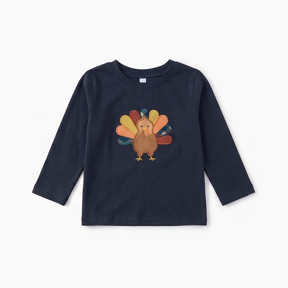 Pre-order long sleeve navy turkey boy shirt