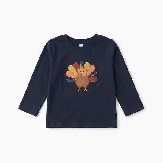 Pre-order long sleeve navy turkey boy shirt