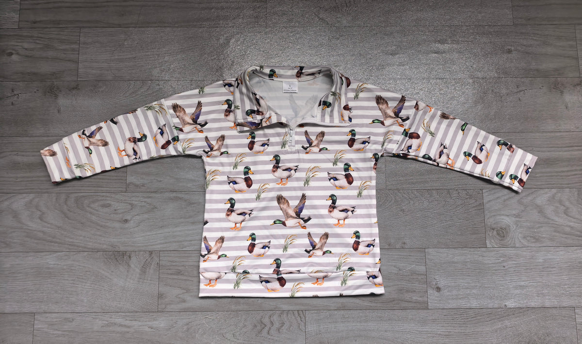 Pre order striped with mallard boy pullover kids clothing