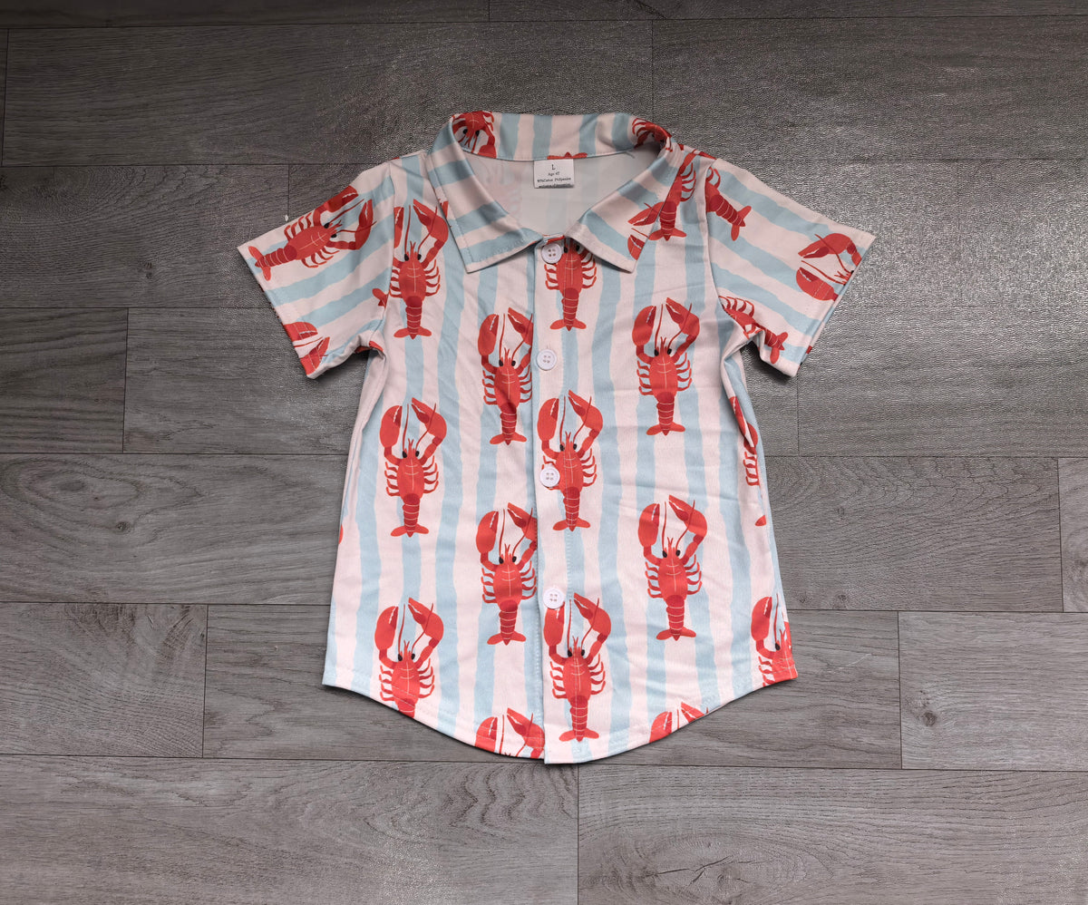 Pre order short sleeve crawfish boy button shirt