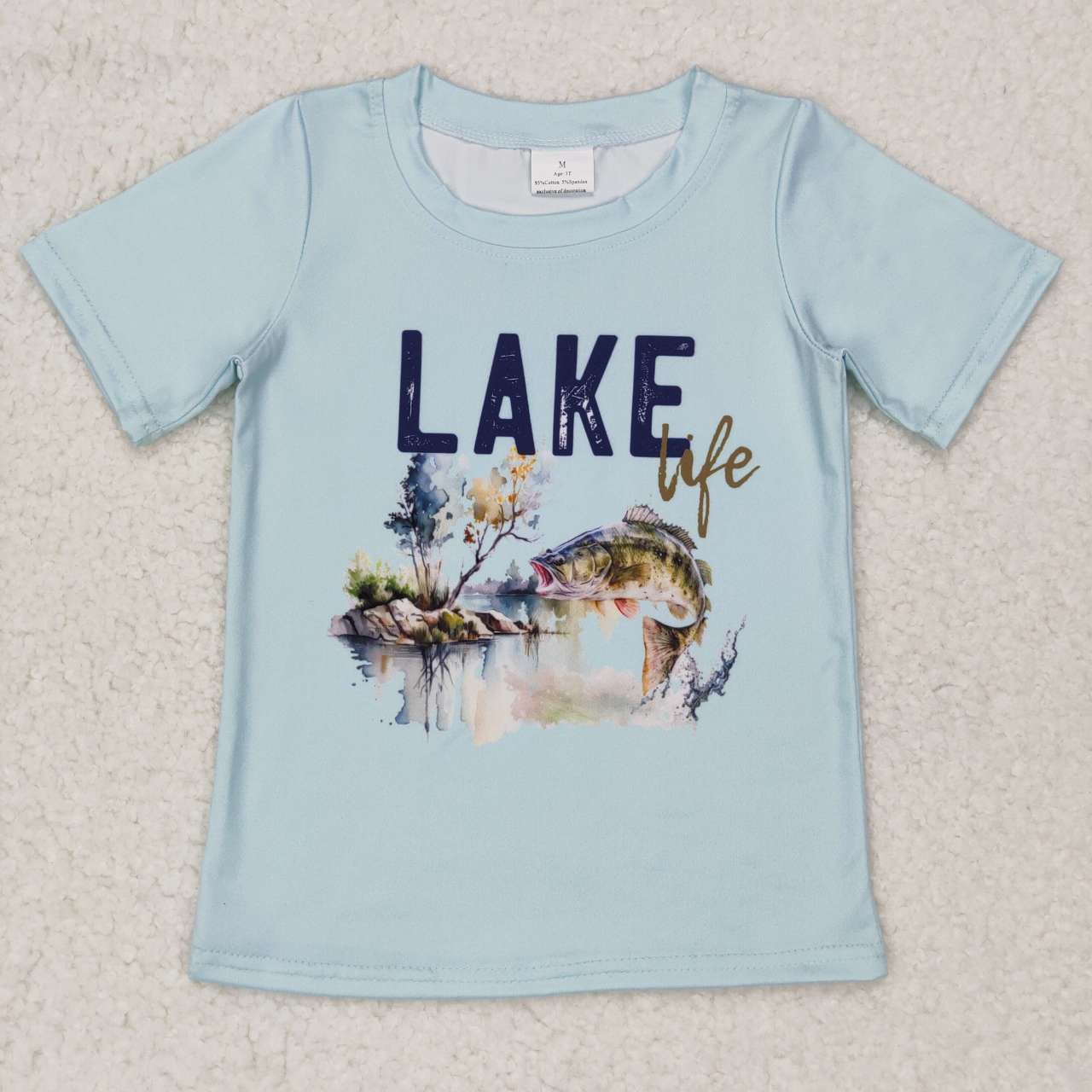 BT0339 lake weekend fishing blue tee