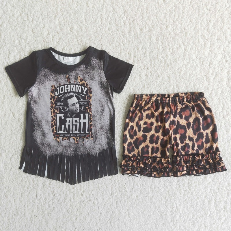 C0-16 johnny cash tassel shorts set