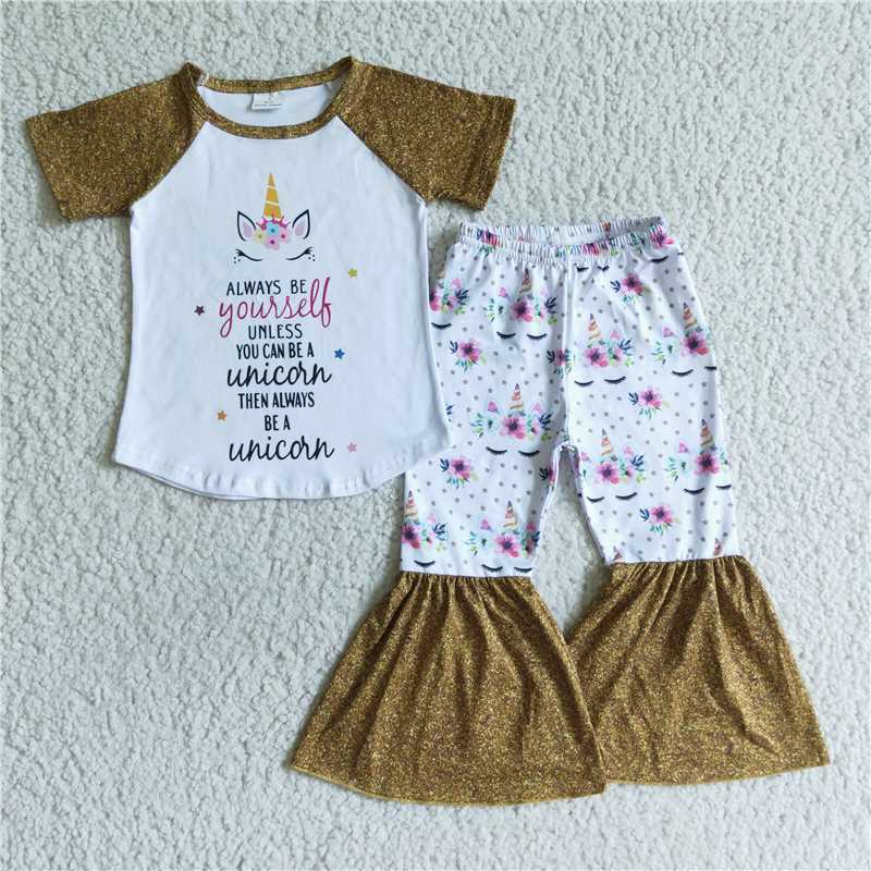 C0-22 Gold Short Sleeve Unicorn Suit