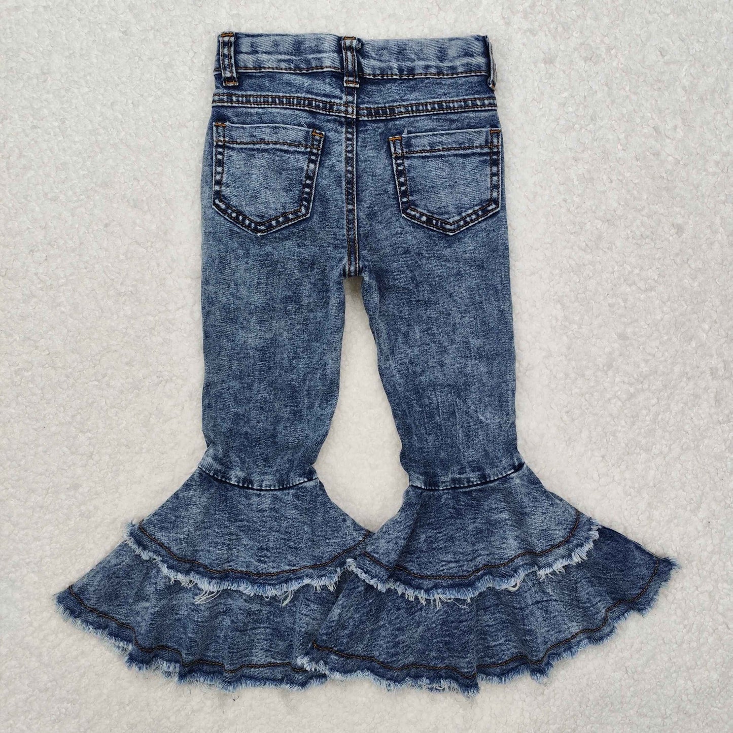 C1-13 New fashion Button-Double Lace Denim Flare Pants