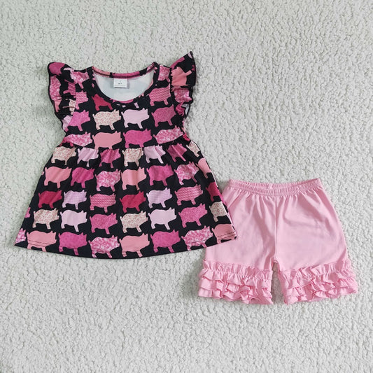 C11-6 Pink Pig Short Sleeve Suit