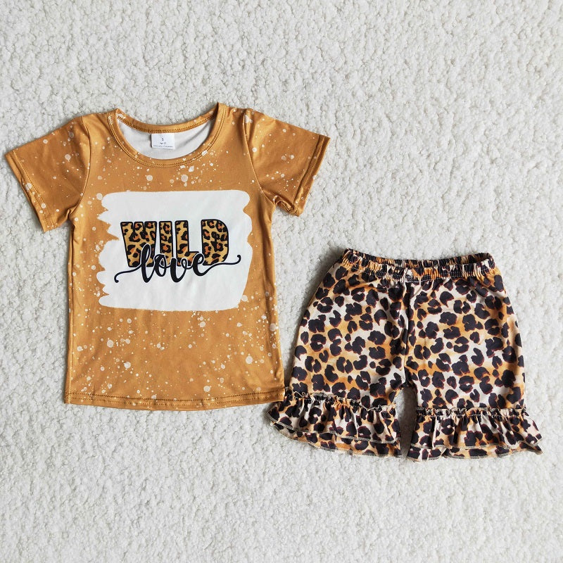 C12-2 Yellow top leopard print shorts suit