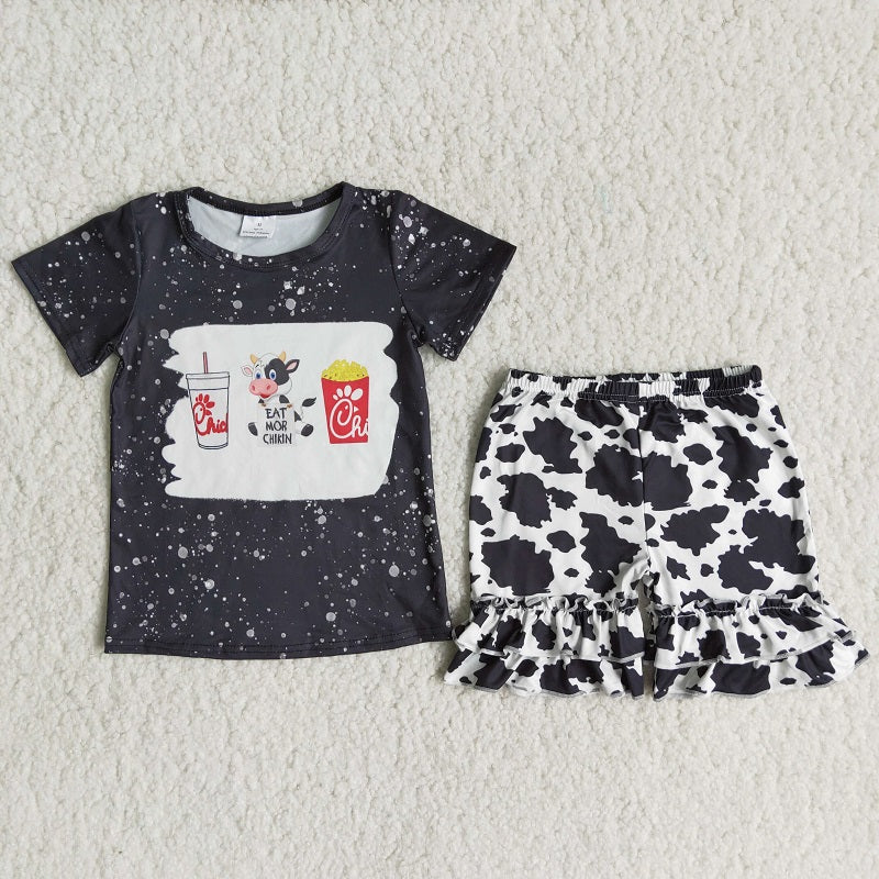 C16-7 Snacks Black Cow Spotted Girls Set