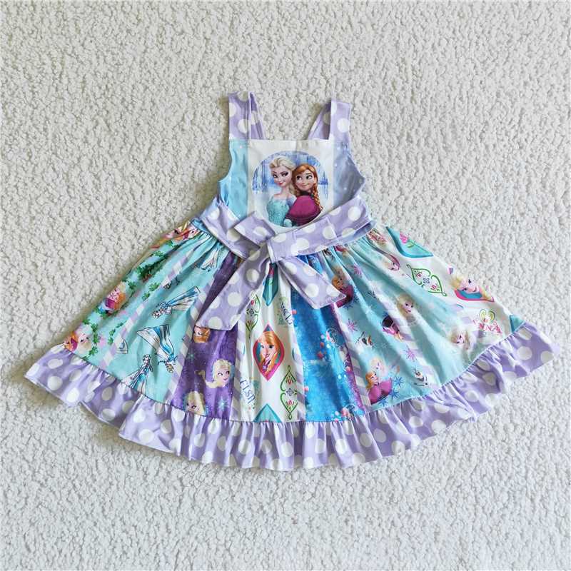 C3-16 New summer cartoon purple polka dot skirt