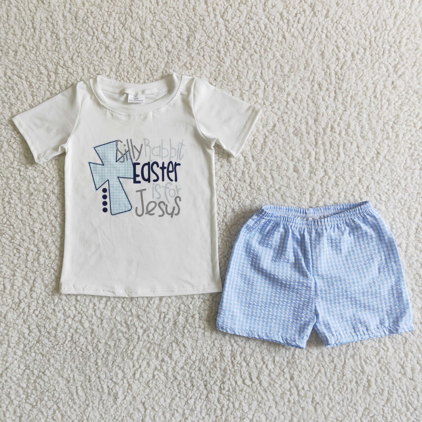 silly rabbit easter is for jesus boy shorts set