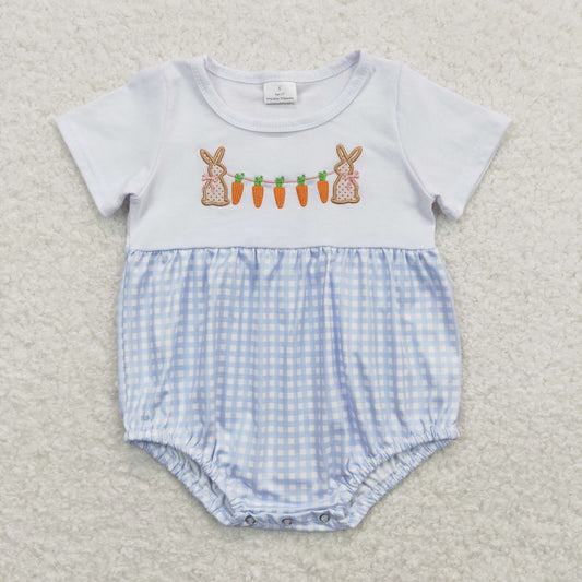 rabbit carrot embroidery boy easter romper