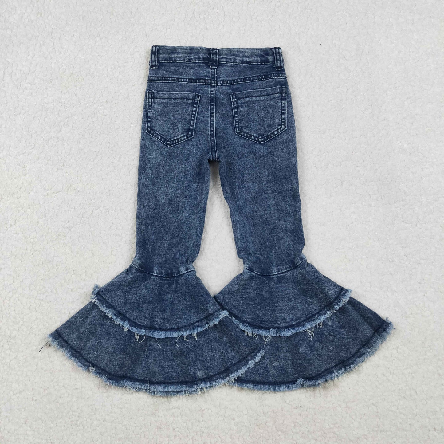 C5-15 Washed Blue ruffle denim jeans  D 1028