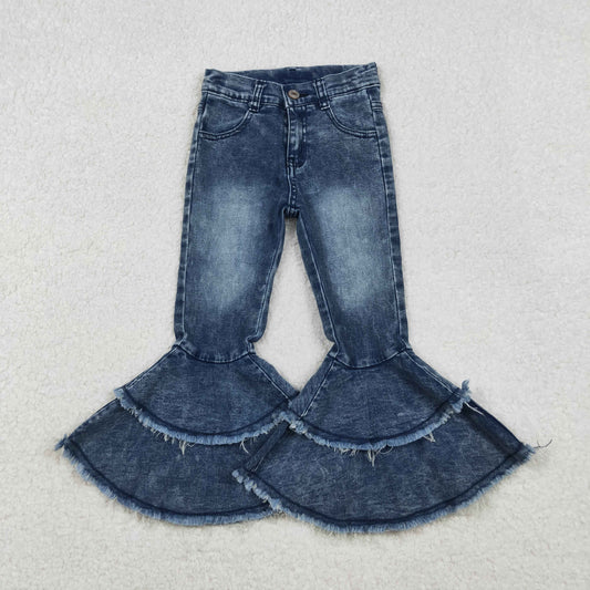 C5-15 Washed Blue ruffle denim jeans  D 1028