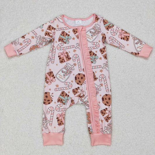 LR0630 Milk biscuit bottle crutch pink lace zipper long