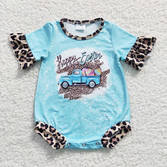 happy easter blue romper
