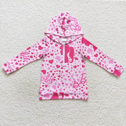 GT0289 Avatar Love Pink Zipper Hooded Long Sleeve Top