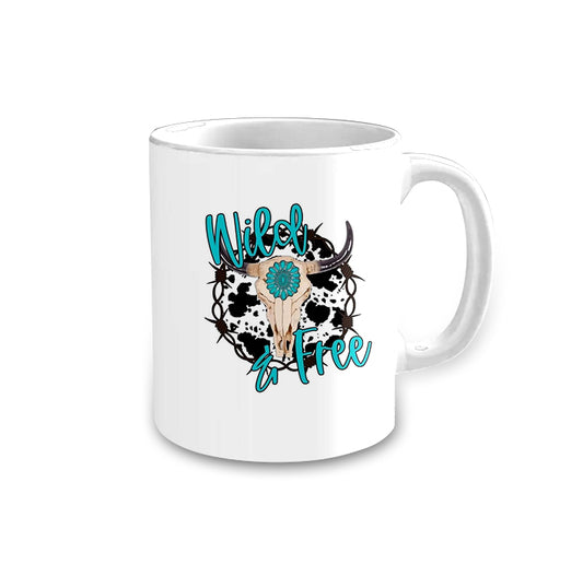 presale CU0002  Beautiful Cow Print Bull Skull Cups D 5.30