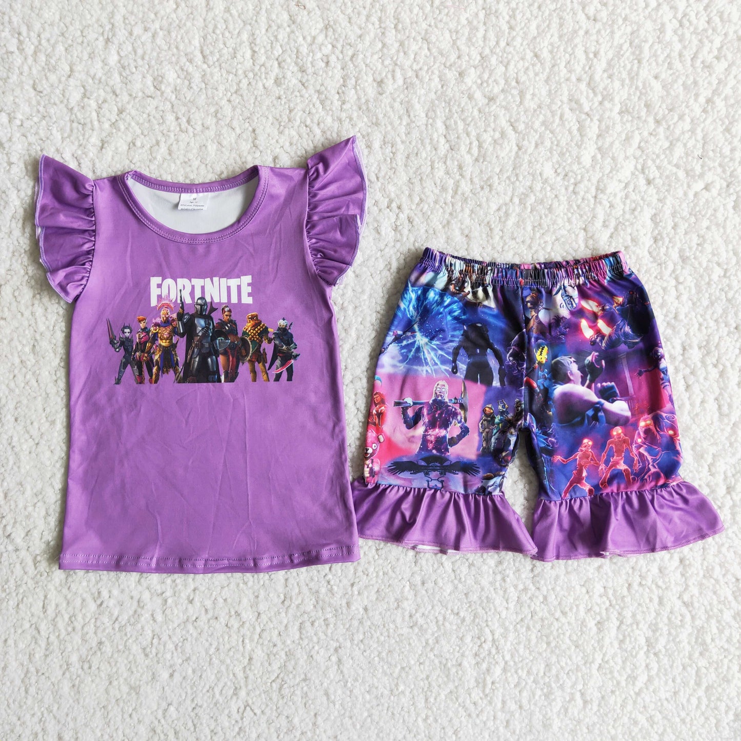 D11-28 fortnite purple shorts set