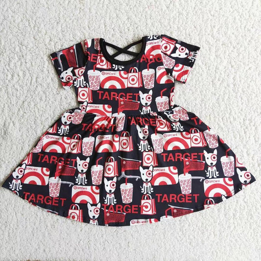 D6-15 BLACK AND RED TARGET DOG SHORT SLEEVE DRESS