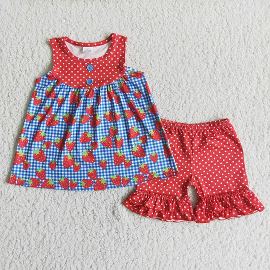 D6-17 Sleeveless strawberry button suit
