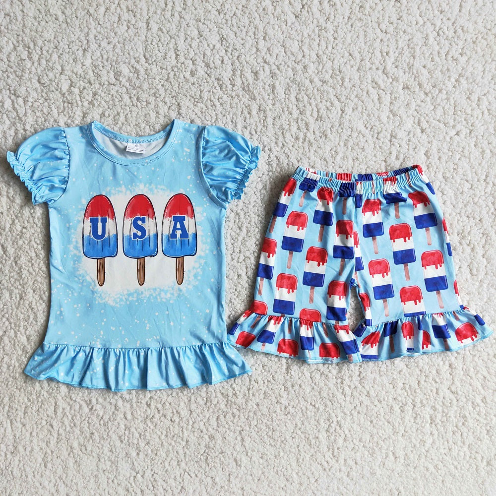 D9-29 Puff sleeve USA popsicle girl suit