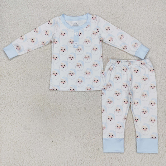 BLP0292 Santa Claus light blue and white long-sleeved trousers suit