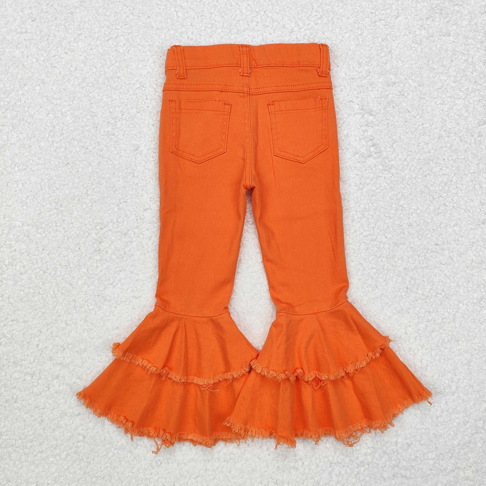 E1-11 New fashion Orange Bleached Double Lace Jeans