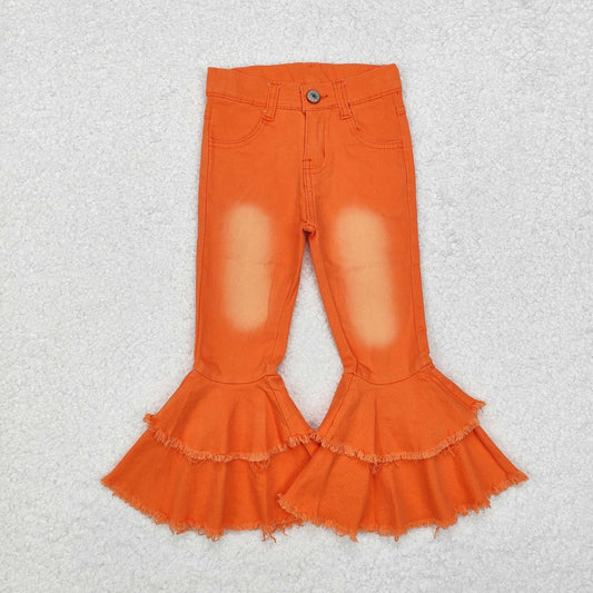 E1-11 New fashion Orange Bleached Double Lace Jeans