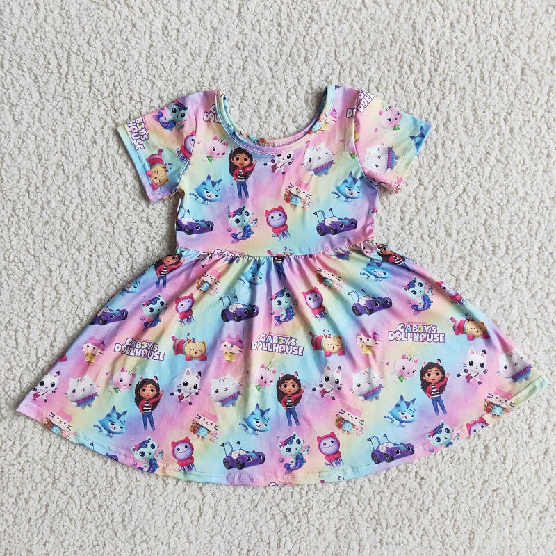 E3-6 cartoon pattern short sleeve skirt