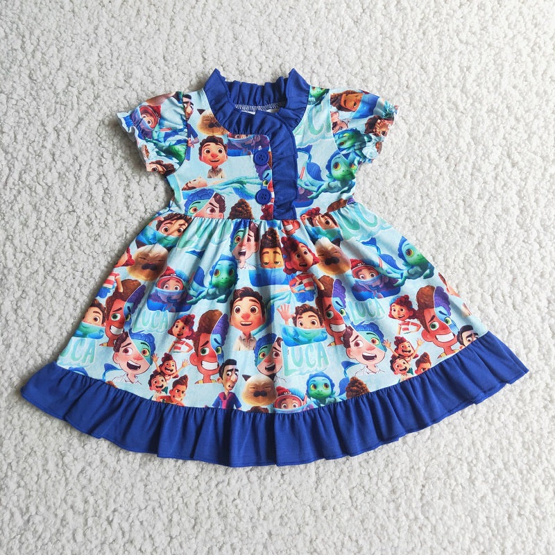 E4-2 Cartoon girl blue dress