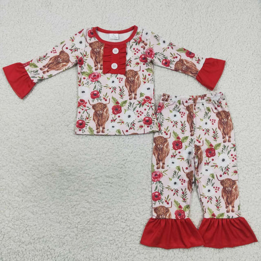 GLP0665 Alpine Blossom Lace Red Lace Long Sleeve Trouser Set