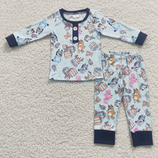 BLP0184 happy birthday cartoon bluey blue long-sleeved trouser suit