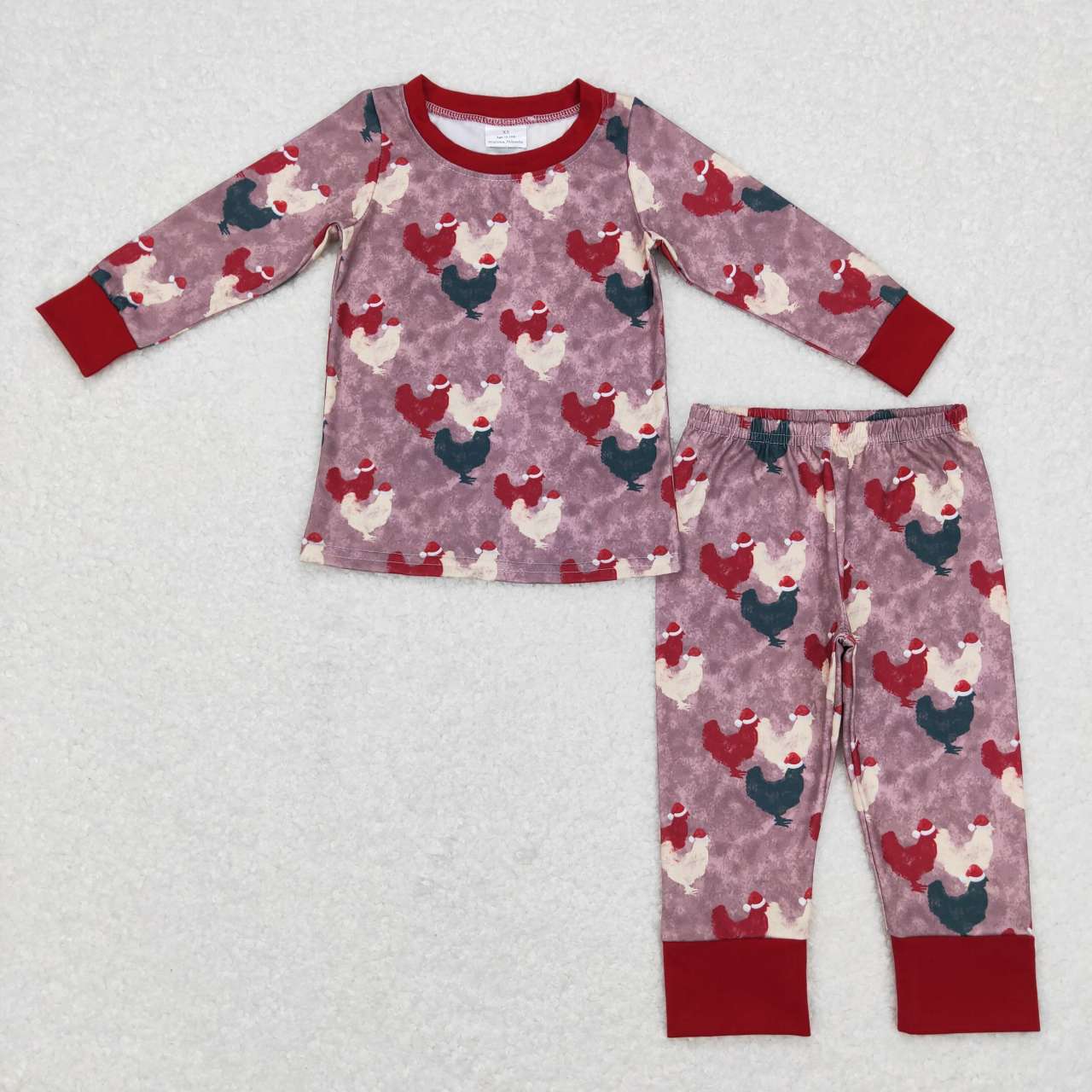 BLP0374 Santa Hat Chick Red Brown Long Sleeve Pants Suit