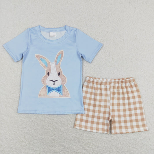 easter rabbit print shorts set boys clothing