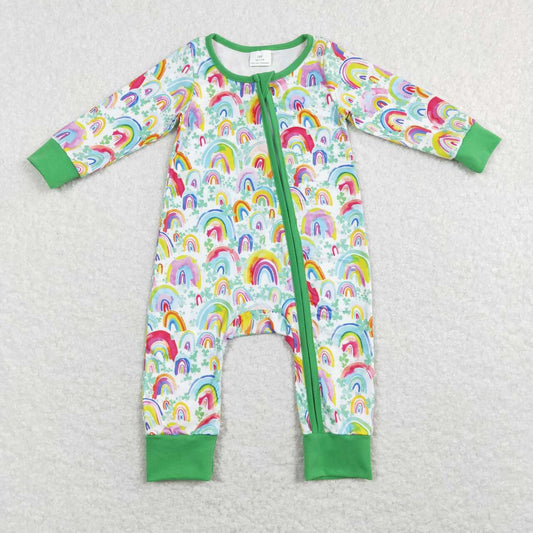 st patrick baby green rainbow zip sleeper