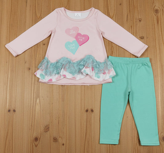 baby girl valentine's day clothing be mine love you legging set