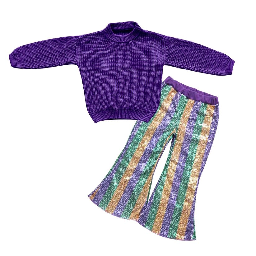 Baby Girls Purple Sweater Sequin Pants P0277 Outfit