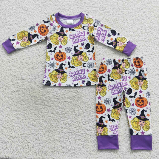 GLP0659 spooky barbie pumpkin purple long sleeve pantsuit