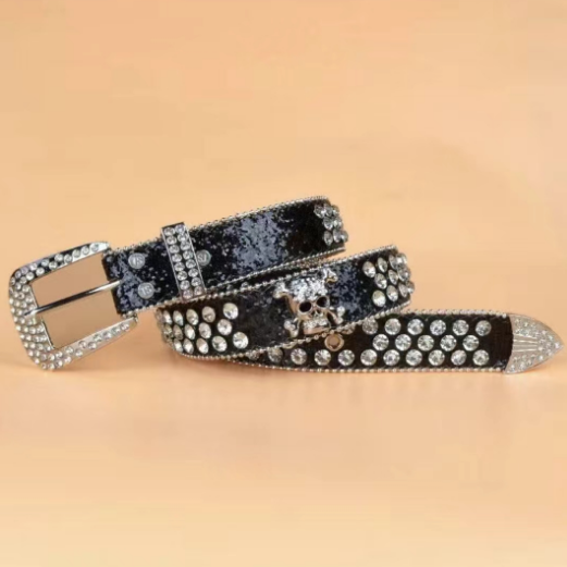 presale GB0020  Black Skull Diamond Belt