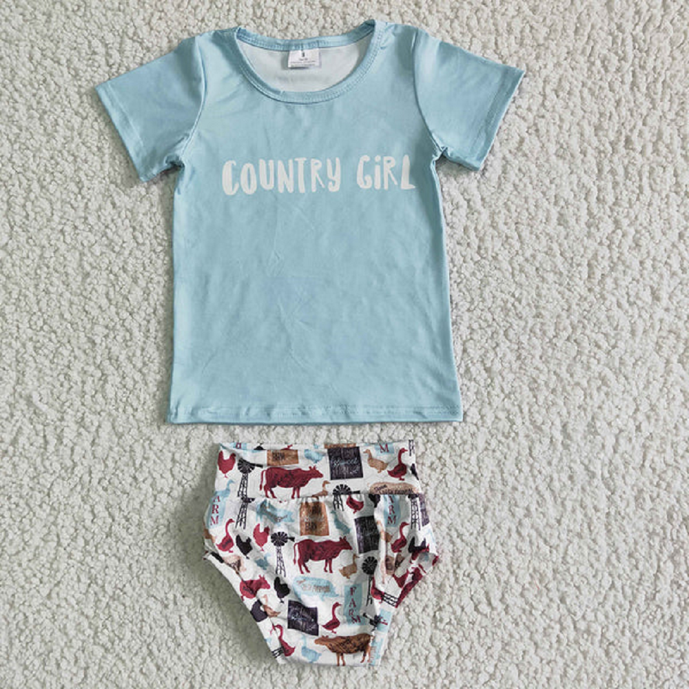 GBO0004 Blue Short Sleeve Duck Briefs Set