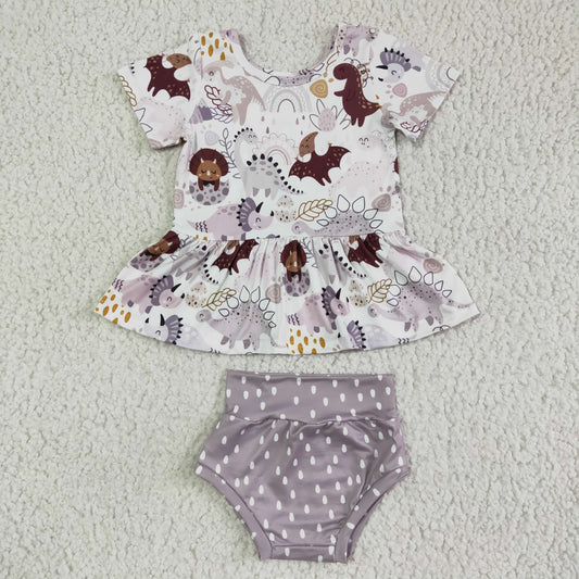 GBO0031 Baby girls dinosaur bummie summer sets D 3.1