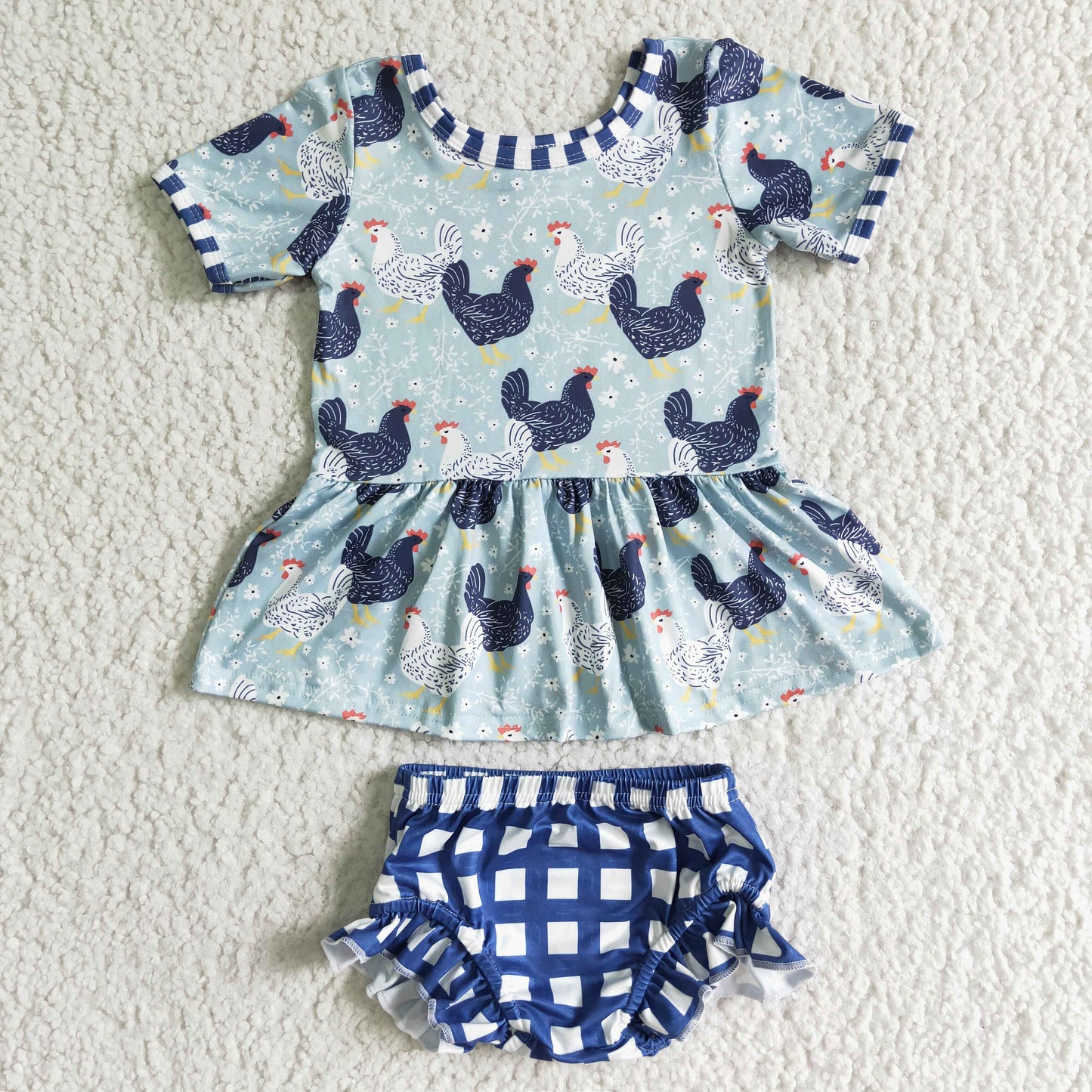 GBO0049 white navy chicken bummie set